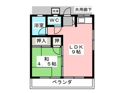 三浦ハイツ第2(1LDK/1階)の間取り写真