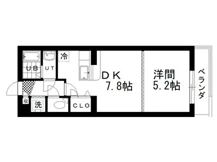 ノースコート暁(1DK/1階)の間取り写真