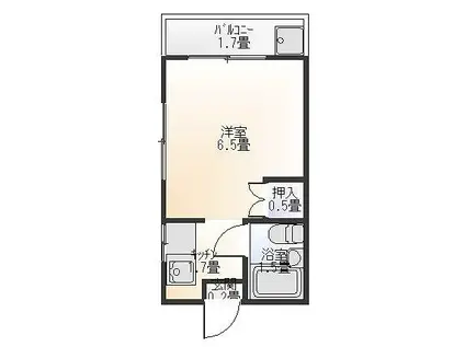 リベルテII(ワンルーム/2階)の間取り写真