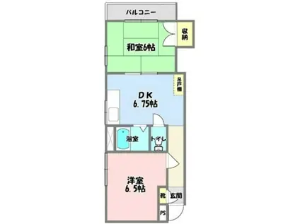奈良橋第一ビル(2DK/3階)の間取り写真