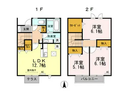 D-ROOM東岩田II(3LDK/1階)の間取り写真