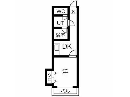 Kスクエアサウス(1DK/6階)の間取り写真