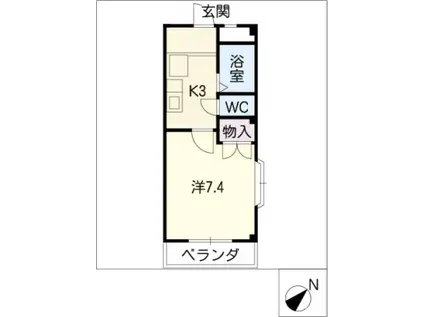 メルベーユHAJI(1K/2階)の間取り写真