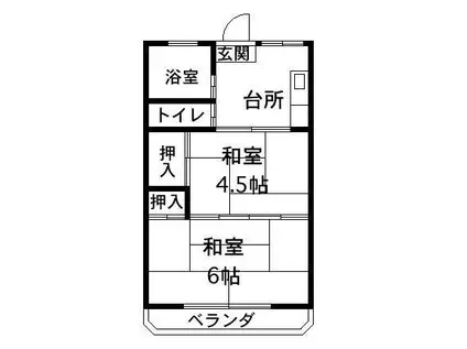 パトリエ新名爪(2DK/2階)の間取り写真