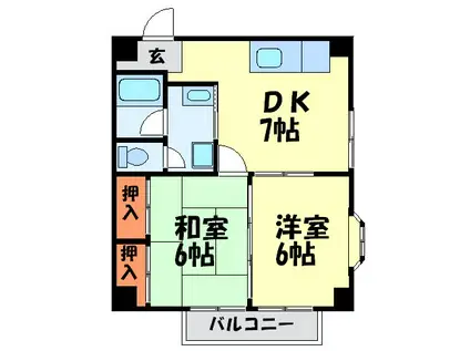 森藤不動産第3ビル(2LDK/2階)の間取り写真