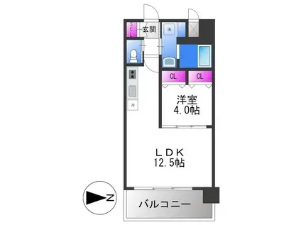 プレジオ八戸ノ里(1LDK/5階)の間取り写真
