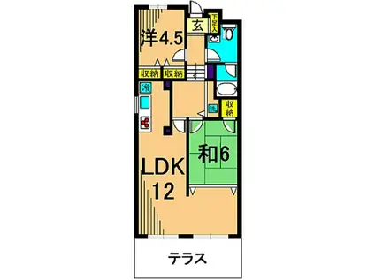 ＪＲ横須賀線 西大井駅 徒歩10分 3階建 築36年(2LDK/1階)の間取り写真