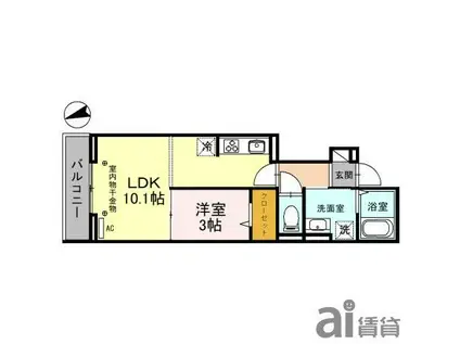 D-ROOM仙波町PJ A棟(1LDK/2階)の間取り写真