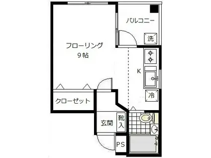 紙谷ハイツ(1K/1階)の間取り写真