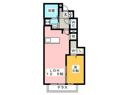 D-ROOM中尾 弐番館(1LDK/1階)の間取り写真