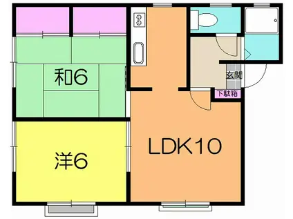 清水ハイツ(2LDK/1階)の間取り写真