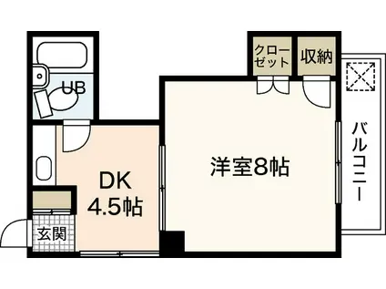 北町ビル(1DK/3階)の間取り写真