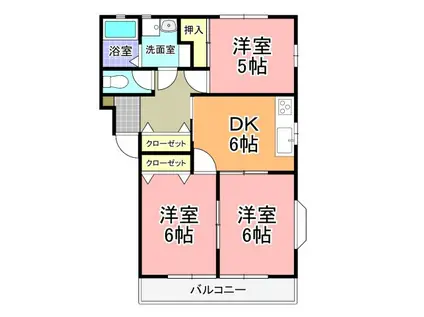 ハイツ・ロングヒル並木 A棟(3DK/1階)の間取り写真