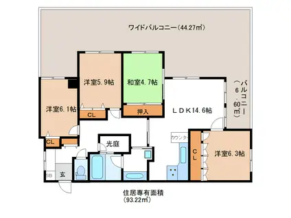 デザイナーズライフ大町(4LDK/6階)の間取り写真