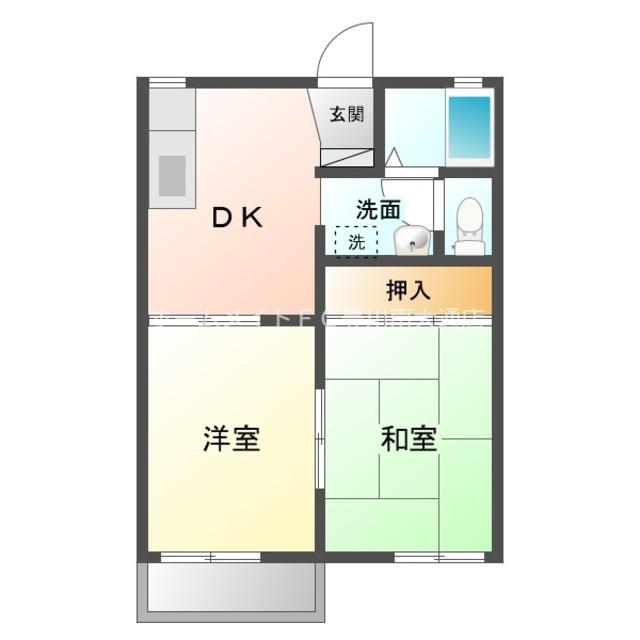 グリーンハイツ宮路(2DK/1階)の間取り写真