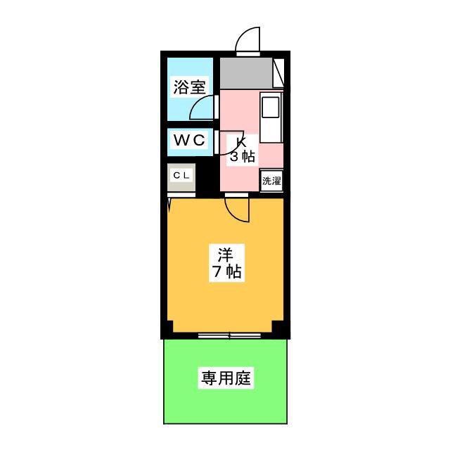 プラローマ(1K/1階)の間取り写真