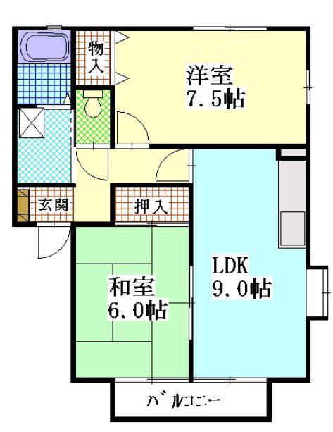 サンフローラ袋井A(2DK/1階)の間取り写真