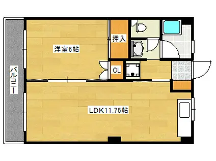 コーポ花本(1LDK/2階)の間取り写真