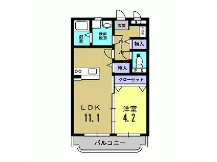 ユーミー総社駅南(1LDK/3階)の間取り写真