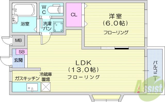 コーポサケンⅠ(1LDK/1階)の間取り写真