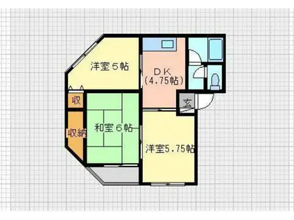 ハピネスヴィレッヂII(3DK/2階)の間取り写真