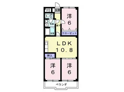 田中ハイツ(3LDK/1階)の間取り写真
