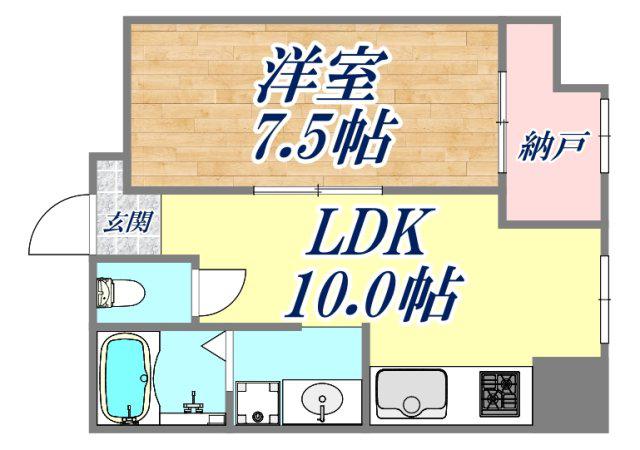 鶯橋マンション(1LDK/4階)の間取り写真
