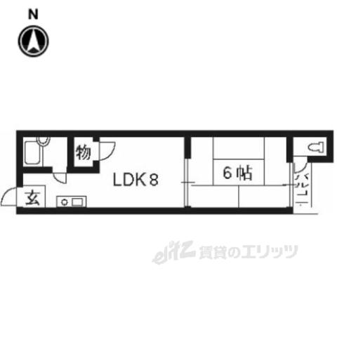 近鉄京都線 富野荘駅 徒歩3分 1階建 築52年(2K/1階)の間取り写真