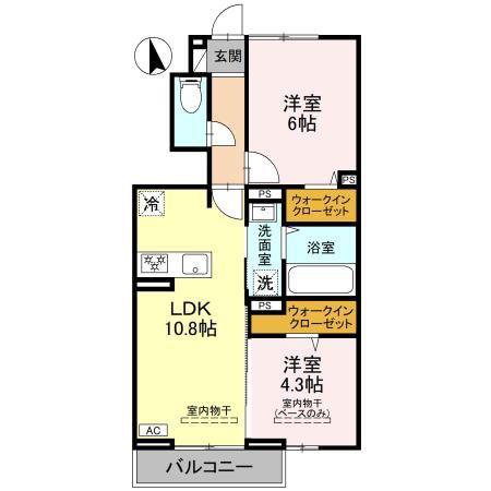 フェリーチェ(2LDK/1階)の間取り写真