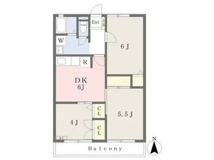 パレス扇E(3DK/2階)の間取り写真