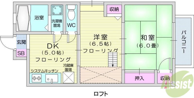 サンコーポⅢ(2K/2階)の間取り写真