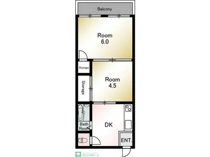 フラワーハイツ(2DK/2階)の間取り写真