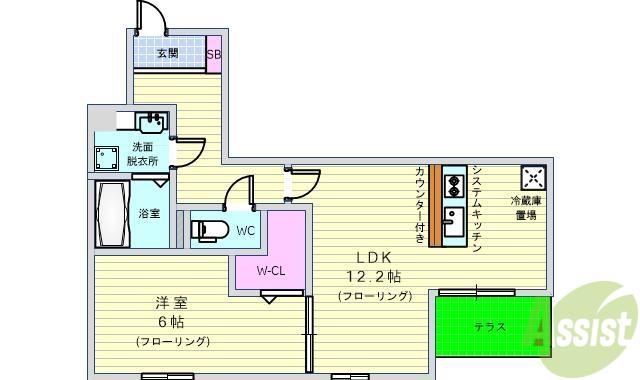大阪モノレール本線 柴原阪大前駅 徒歩10分 3階建 築13年(1LDK/1階)の間取り写真