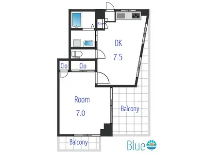 ウィンビュ桜ヶ丘(1DK/4階)の間取り写真