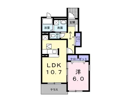 バンバハウス(1LDK/1階)の間取り写真