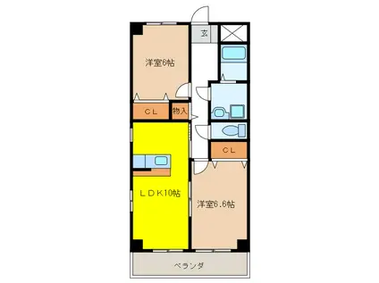 ノーブル21(2LDK/2階)の間取り写真