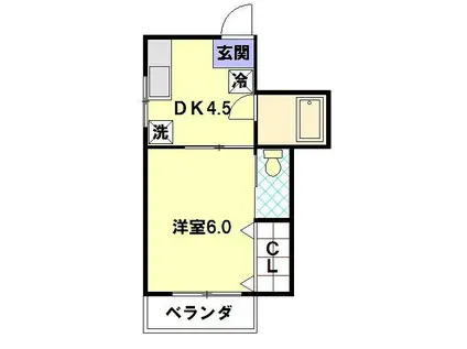 グランヒルズ(1DK/4階)の間取り写真