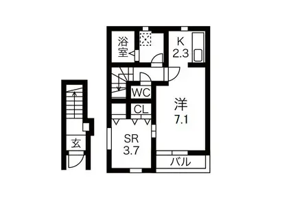 KINGDOMII(1SK/2階)の間取り写真