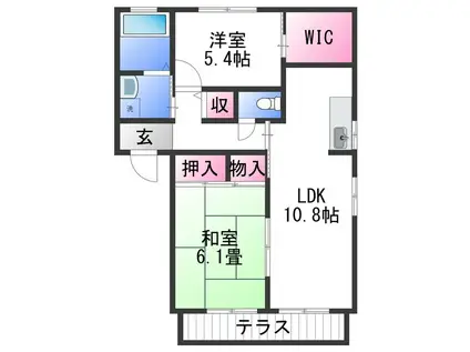 クインテット E(2LDK/1階)の間取り写真
