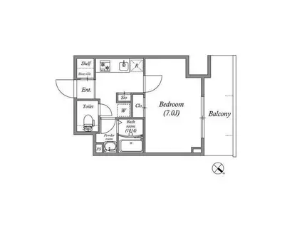GENOVIA神戸湊川公園(1K/13階)の間取り写真