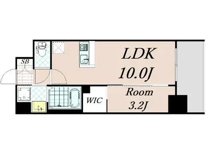ソルテラス京都西院 STATION SIDE(1LDK/2階)の間取り写真
