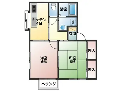 コーポ水野(2K/2階)の間取り写真