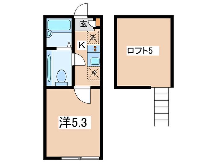 アザーレ・ターコイズ読売ランド前(1K/2階)の間取り写真