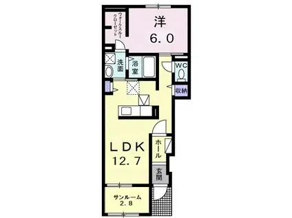 エアリーガーデンI(1LDK/1階)の間取り写真