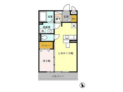 トレビナフェリーチェ(1LDK/2階)の間取り写真