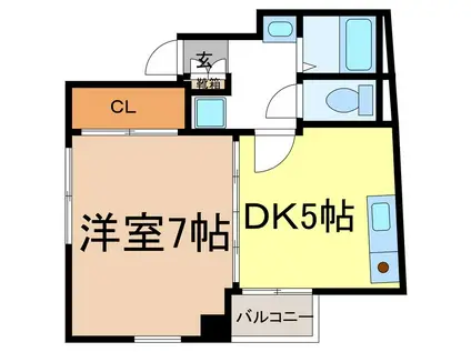 ロンドン東口ビル(1DK/4階)の間取り写真