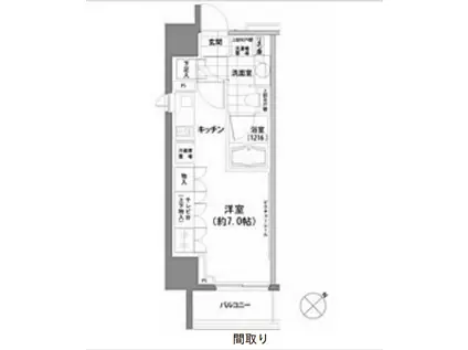 パークハビオ渋谷(ワンルーム/14階)の間取り写真