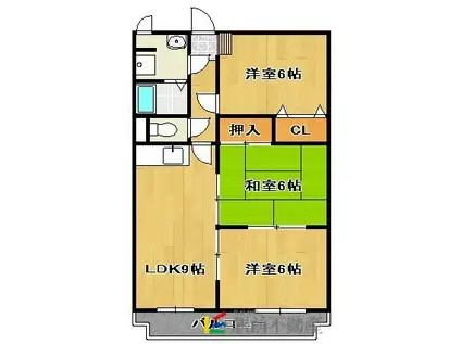 エバーグリーン(3LDK/1階)の間取り写真