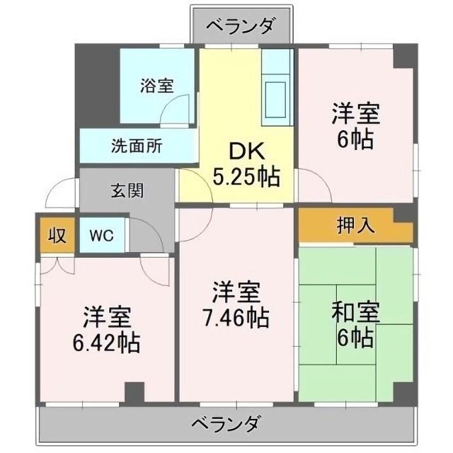 ビオレビル(4DK/3階)の間取り写真