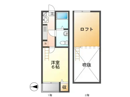 フロール尾頭橋(1K/1階)の間取り写真